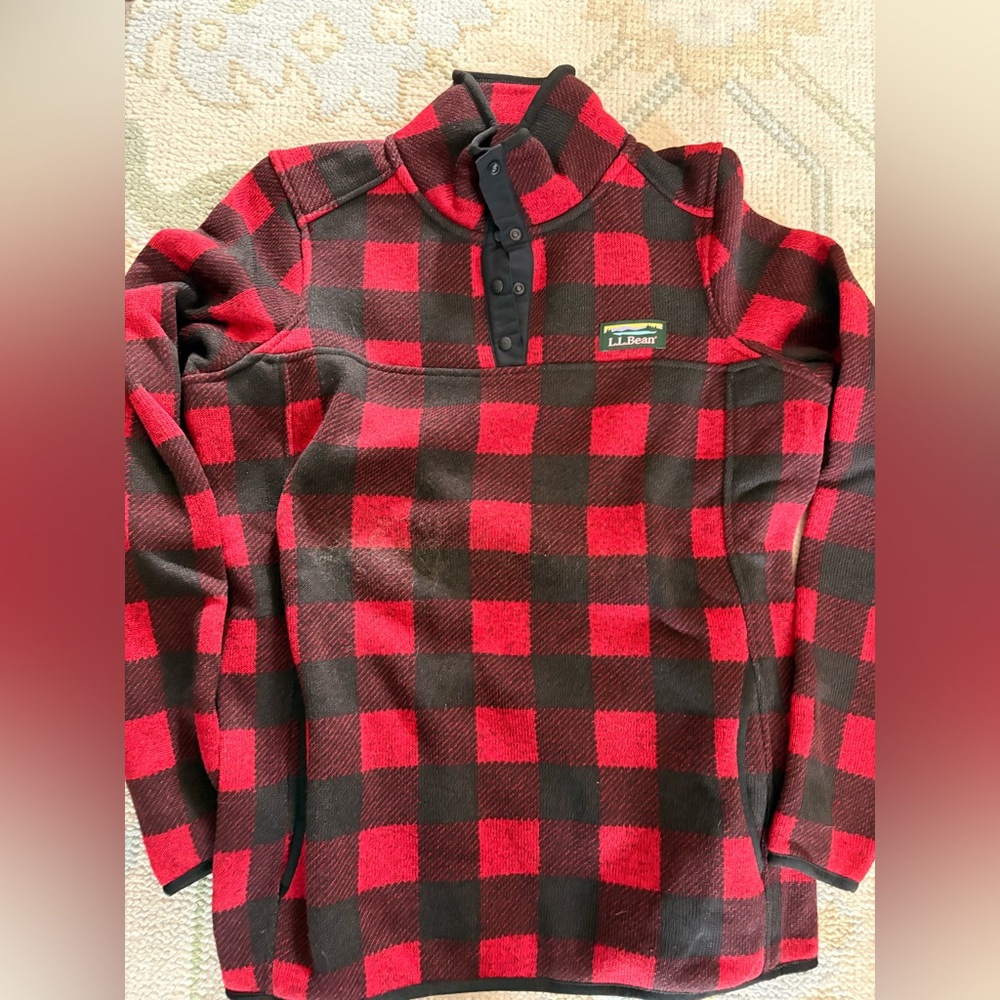 NWT L.L. Bean Buffalo Check Sweater Pullover Fleece